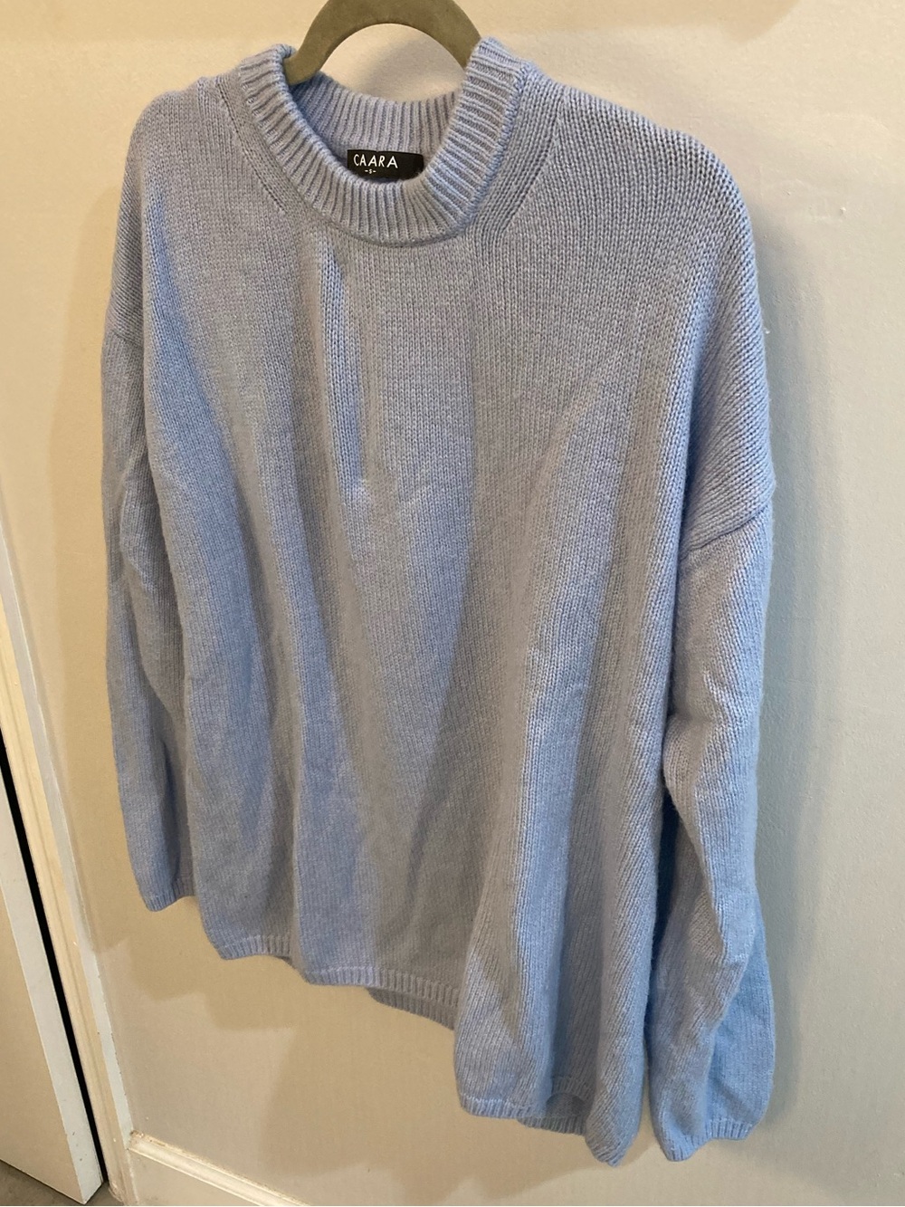 CAARA Nancy light blue wool crewneck knit sweater size S $172 - Picture 4 of 7